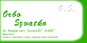orbo szvatko business card